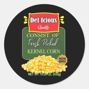 Funny Canned Kernel Corn Halloween Matching Group  Classic Round Sticker