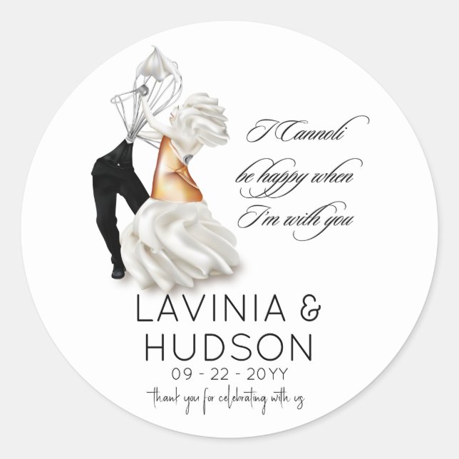 Funny Cannoli Italian Wedding Classic Round Sticker (Front)