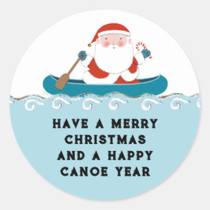 Funny Canoe Christmas Classic Round Sticker