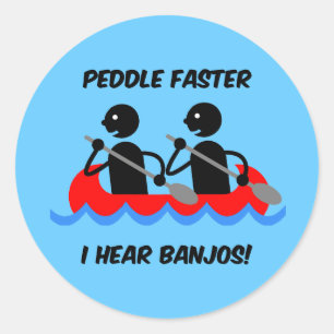 funny canoeing classic round sticker