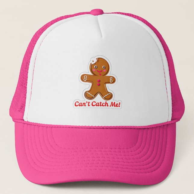 Funny can't catch me! Gingerbread Men Christmas Trucker Hat (Front)