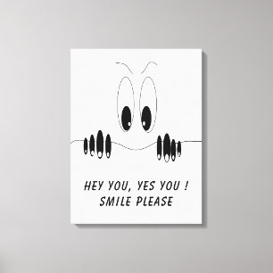 Funny Canvas Print with Curiosity Eyes - Smile