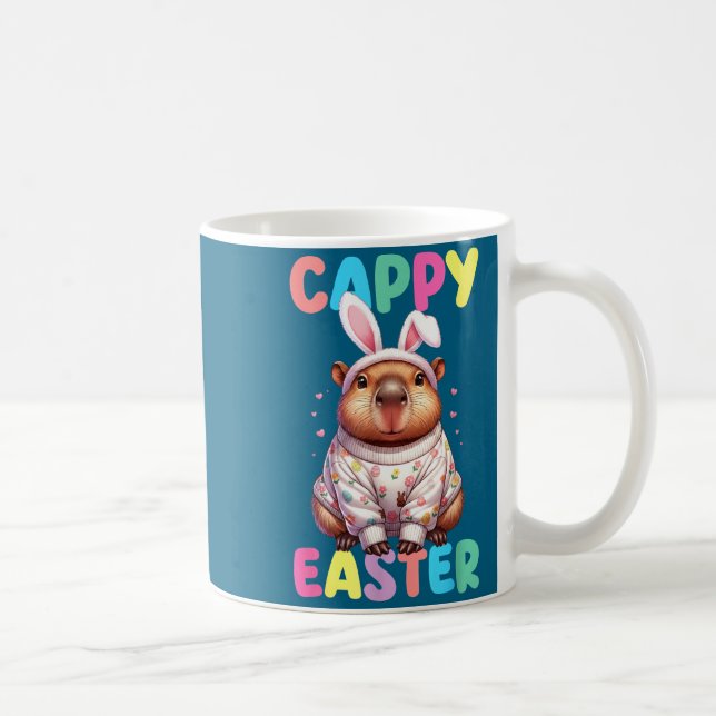 Funny cappy easter capybara meme happy easter day  coffee mug (Right)