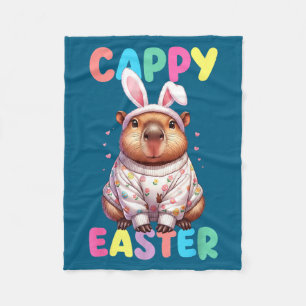 Funny cappy easter capybara meme happy easter day fleece blanket