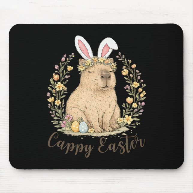Funny Cappy Easter Capyra Easter Bunny Men Women K Mouse Mat (Front)