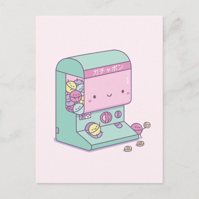 Funny Capsule Toy Escape Japan Doodle Postcard (Front)
