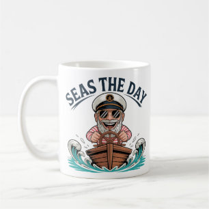 Funny Captain Design Seas the Day Nautical  Coffee Mug