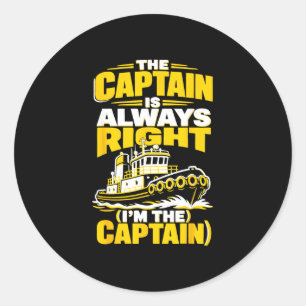 Funny captain harbour boat operator classic round sticker