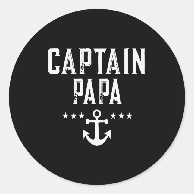 Funny Captain Papa Anchor Design  Classic Round Sticker (Front)