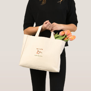Funny Caption Felt Cute Fall Fruits & Bird  Mini Tote Bag