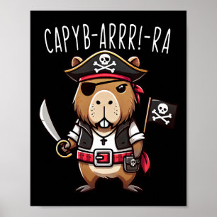 Funny Capyb-arrr-ra Pirate Capybyra Halloween Boys Poster
