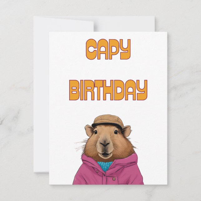 Funny Capybara Animal Capybara Birthday Card (Front)