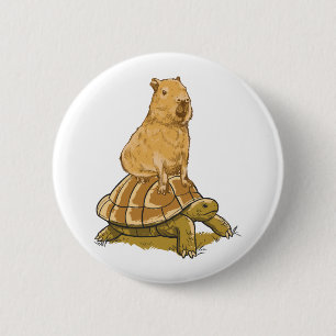 Funny Capybara Animal Turtle Cute Capybara 6 Cm Round Badge