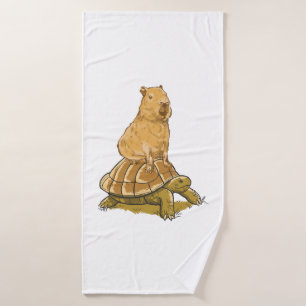 Funny Capybara Animal Turtle Cute Capybara Bath Towel