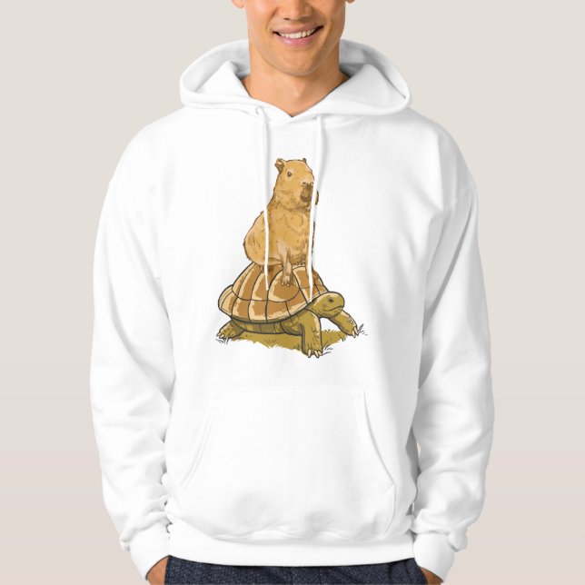 Funny Capybara Animal Turtle Cute Capybara Hoodie (Front)