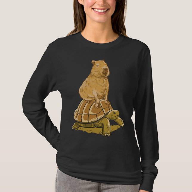 Funny Capybara Animal Turtle Cute Capybara T-Shirt (Front)