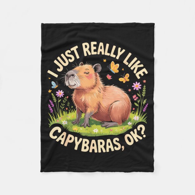 Funny Capybara Art For Men Women Kids Capy Rodent  Fleece Blanket (Front)