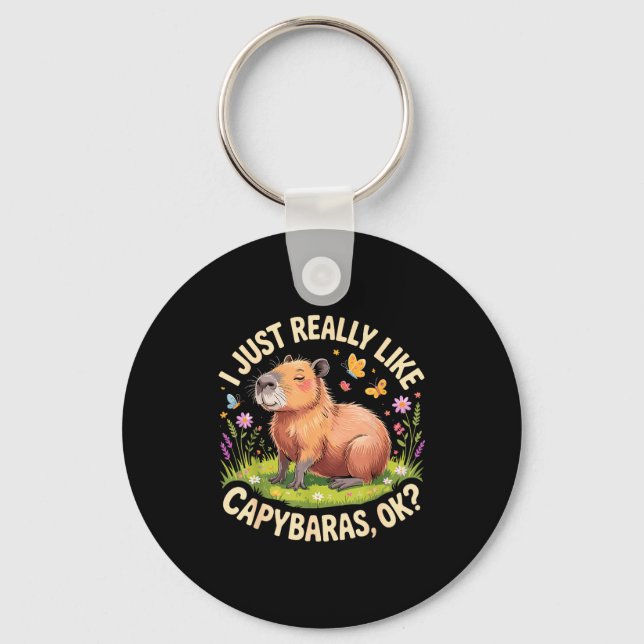 Funny Capybara Art For Men Women Kids Capy Rodent  Key Ring (Front)