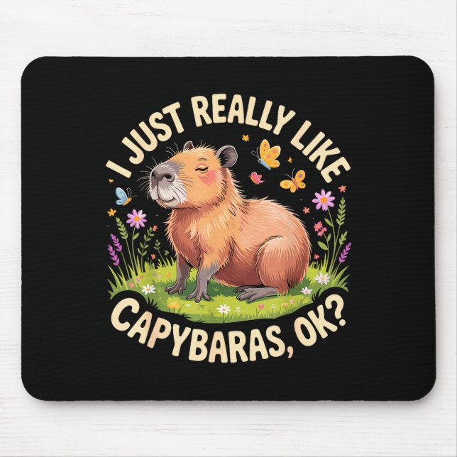 Funny Capybara Art For Men Women Kids Capy Rodent  Mouse Mat (Front)