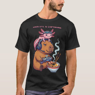 Funny Capybara Axolotl Anime Kawaii Ramen Video T-Shirt