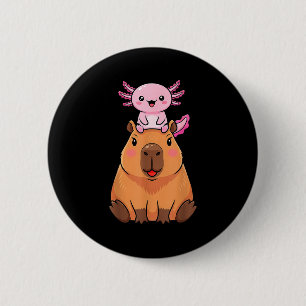 Funny Capybara Axolotl Kawaii Kids Boys Girls Anim 6 Cm Round Badge
