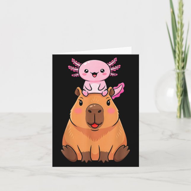 Funny Capybara Axolotl Kawaii Kids Boys Girls Anim Card (Front)