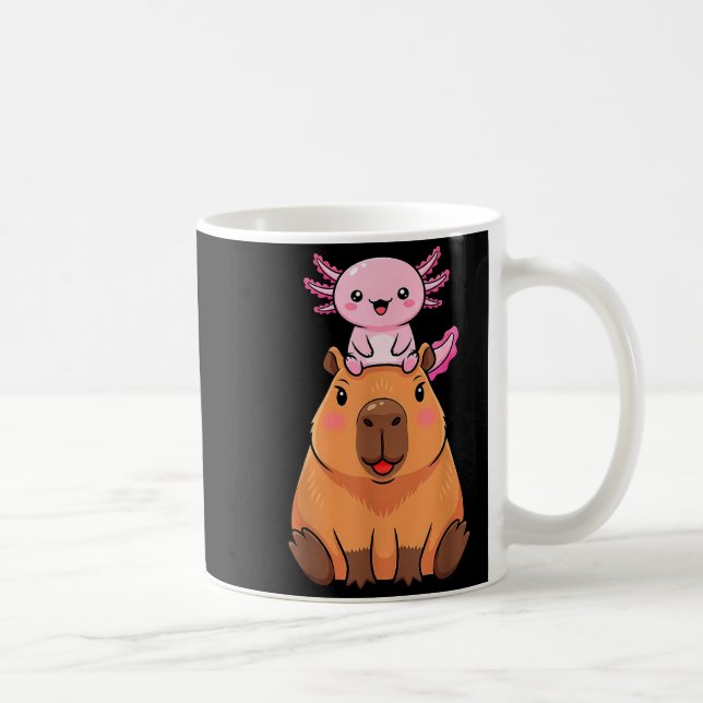 Funny Capybara Axolotl Kawaii Kids Boys Girls Anim Coffee Mug (Right)