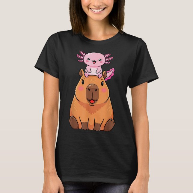 Funny Capybara Axolotl Kawaii Kids Boys Girls Anim T-Shirt (Front)