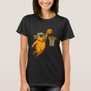 Funny Capybara Basketball Dunking Animal Sports Gr T-Shirt