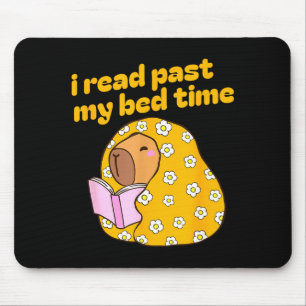 Funny capybara book lover librarian reading librar mouse mat
