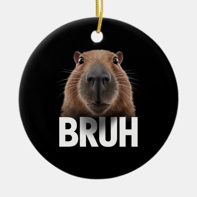 Funny Capybara Bruh  Ceramic Tree Decoration (Front)