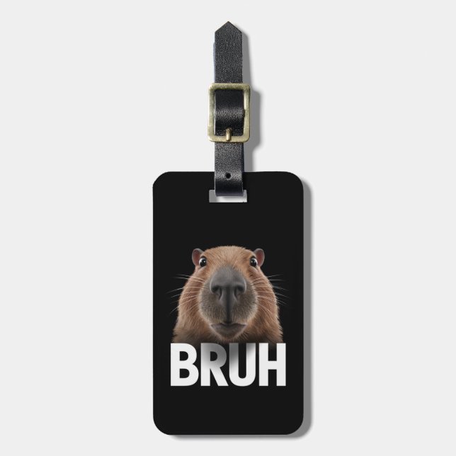 Funny Capybara Bruh  Luggage Tag (Front Vertical)