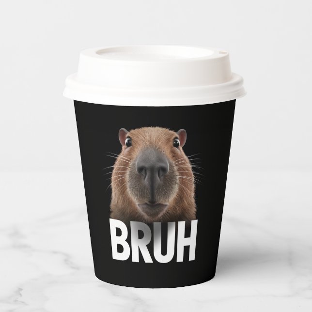 Funny Capybara Bruh  Paper Cups (Front)