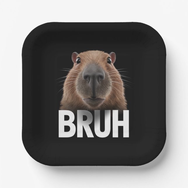 Funny Capybara Bruh  Paper Plate (Front)