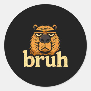 Funny Capybara Bruh Sarcastic Animal Meme Boys Tee Classic Round Sticker
