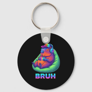 Funny Capybara Bruh Video Games Lovers Key Ring