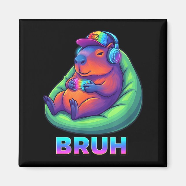 Funny Capybara Bruh Video Games Lovers  Magnet (Front)