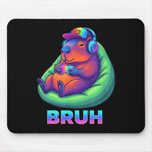 Funny Capybara Bruh Video Games Lovers  Mouse Mat (Front)