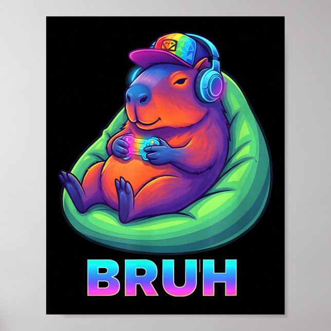 Funny Capybara Bruh Video Games Lovers  Poster (Front)