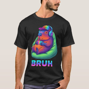 Funny Capybara Bruh Video Games Lovers  T-Shirt