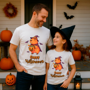 Funny Capybara “Cappy Halloween” Cartoon T-Shirt