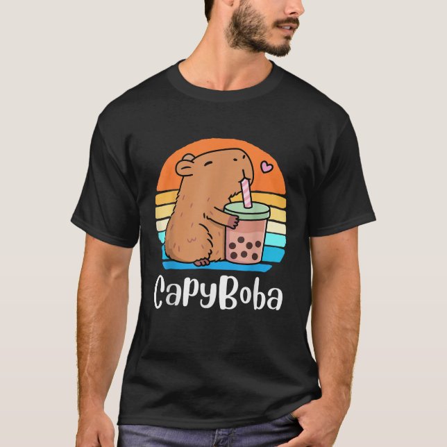 Funny Capybara Capyboba Bubble Tea Boba Tea Kids B T-Shirt (Front)