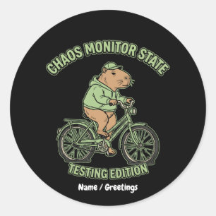 Funny Capybara Chaos Monitor State Testing Edition Classic Round Sticker
