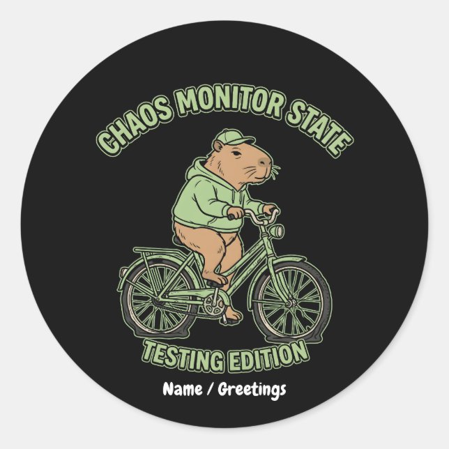 Funny Capybara Chaos Monitor State Testing Edition Classic Round Sticker (Front)