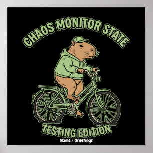 Funny Capybara Chaos Monitor State Testing Edition Poster