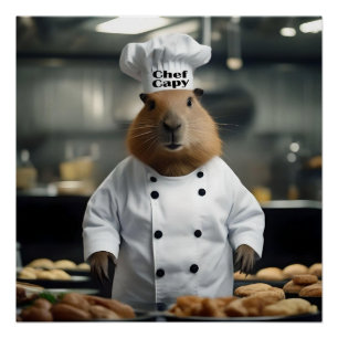 Funny Capybara Chef Poster