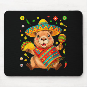 Funny capybara cinco de mayo fiesta sombrero tacoF Mouse Mat