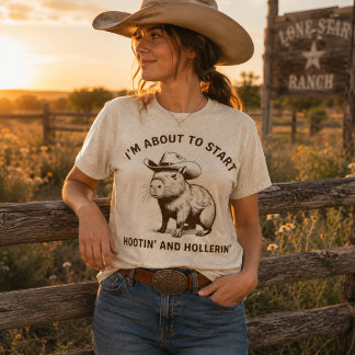 Funny Capybara Cowboy Hootin And Hollerin T-Shirt