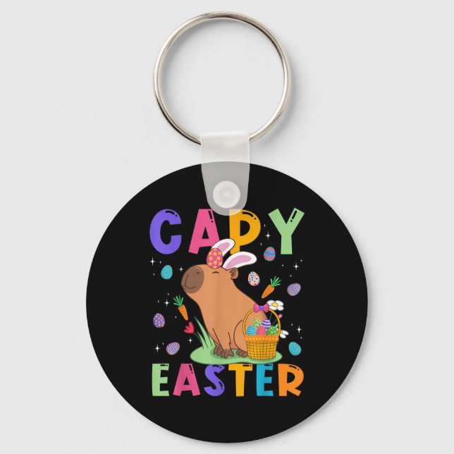 Funny Capybara Easter Day Capy Easter Eggs Capy Lo Key Ring (Front)