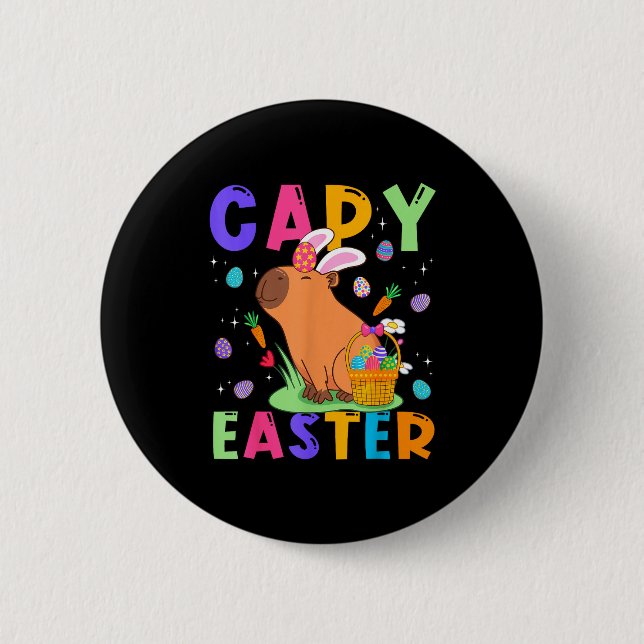 Funny capybara easter day capy easter eggs capyFun 6 Cm Round Badge (Front)